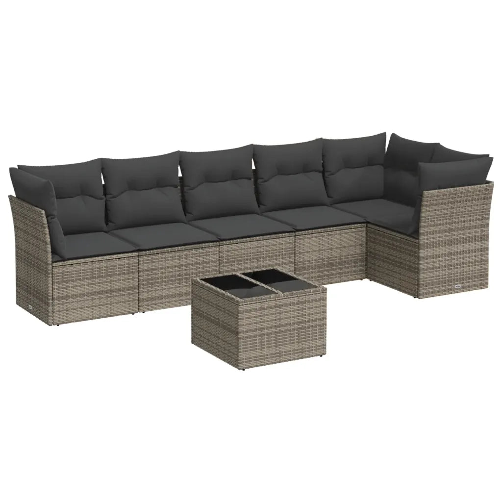 Set Divani da Giardino 7 pz con Cuscini Grigio in Polyrattancod mxl 111250