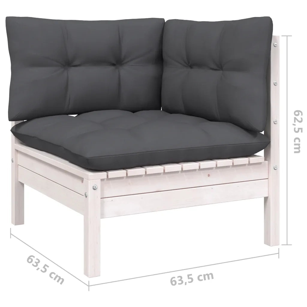 Set Divani da Giardino 9 pz con Cuscini Bianchi Legno di Pino cod mxl 44843