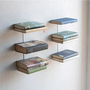 Set di 2 mensole ad incasso non visibili 35 cm | Mensole metalliche bianche con 3 mensole sospese per libri | Mensole ad incasso come decorazione per la sala da pranzo, cucina o come mensole per libri in ufficio | (2, bianco)