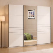 Armadio Camera da Letto Tures, Guardaroba Grande Appendiabiti, 267x217h cm Bianco Crema