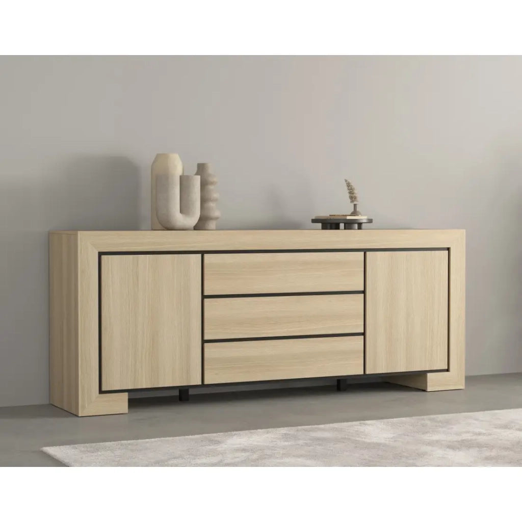 Buffet collezione COPA – 2 ante e 3 cassetti – 225x90x48 cm – Quercia elegante – Design scandinavo