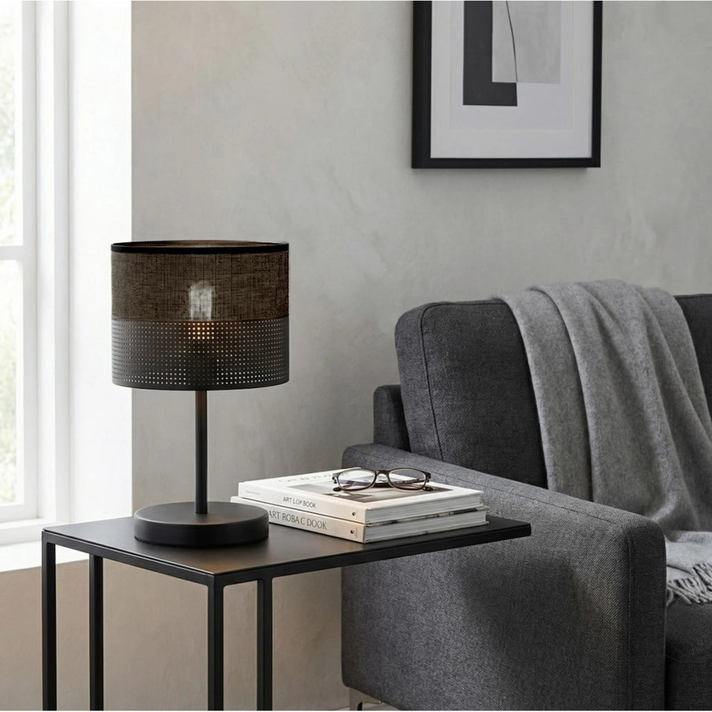 Lampada da tavolo Karbon in acciaio nero opaco