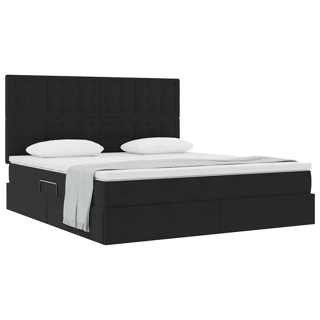 Letto con contenitore e materasso Nero 180 x 200 cm Velluto
