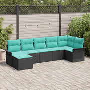 Set Divano da Giardino con archiviazione 7 pcs Nero polyrattan