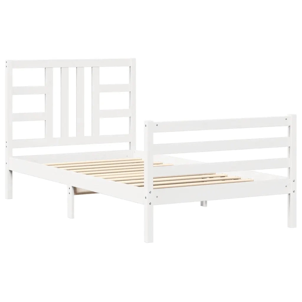 Giroletto con Testiera Bianco 100x200 cm in Legno Massellocod mxl 69727