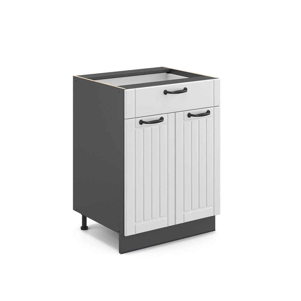 Vicco Mobiletto base per cucina Bianco casa di campagna 60 cm con cassetto, senza piano di lavoro