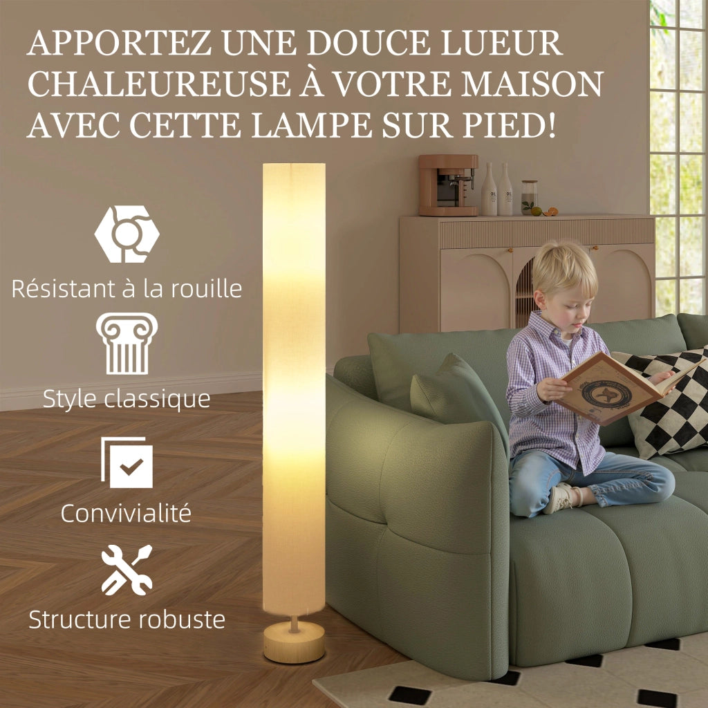 Lampada da terra per soggiorno con paralume in lino ¨C zephmum ¨C 120 cm beige