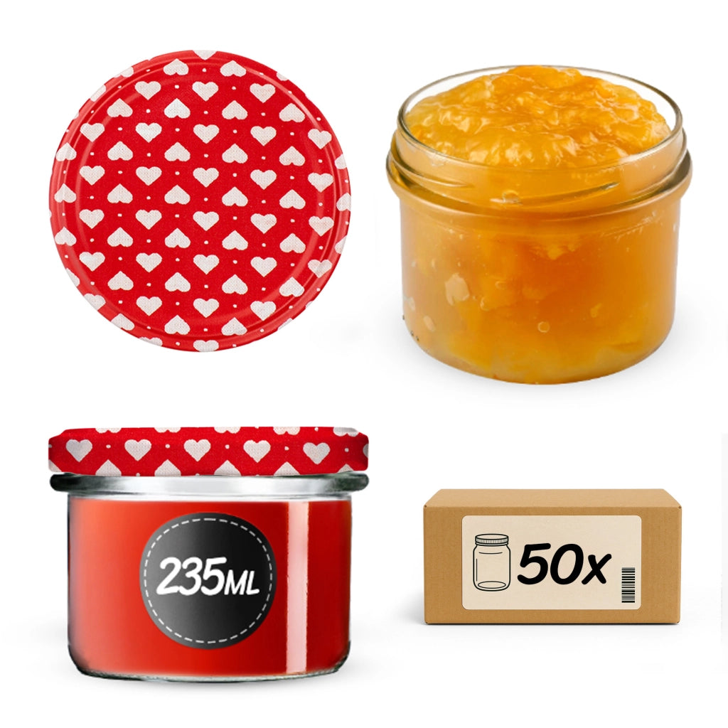 KADAX 50 barattoli di vetro da 235 ml per conserve, coperchi di patè di marmellata Fi82