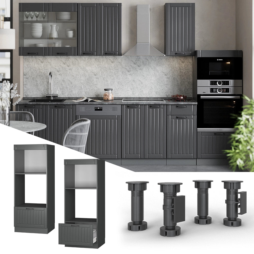 Vicco Set mobili bagno Grigio scuro 60 cm aperto