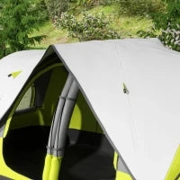 Tenda da Campeggio 6 posti con 2 Spazi Separati, in Poliestere e Fibra di Vetro, 450x215Px180 cm, Verde