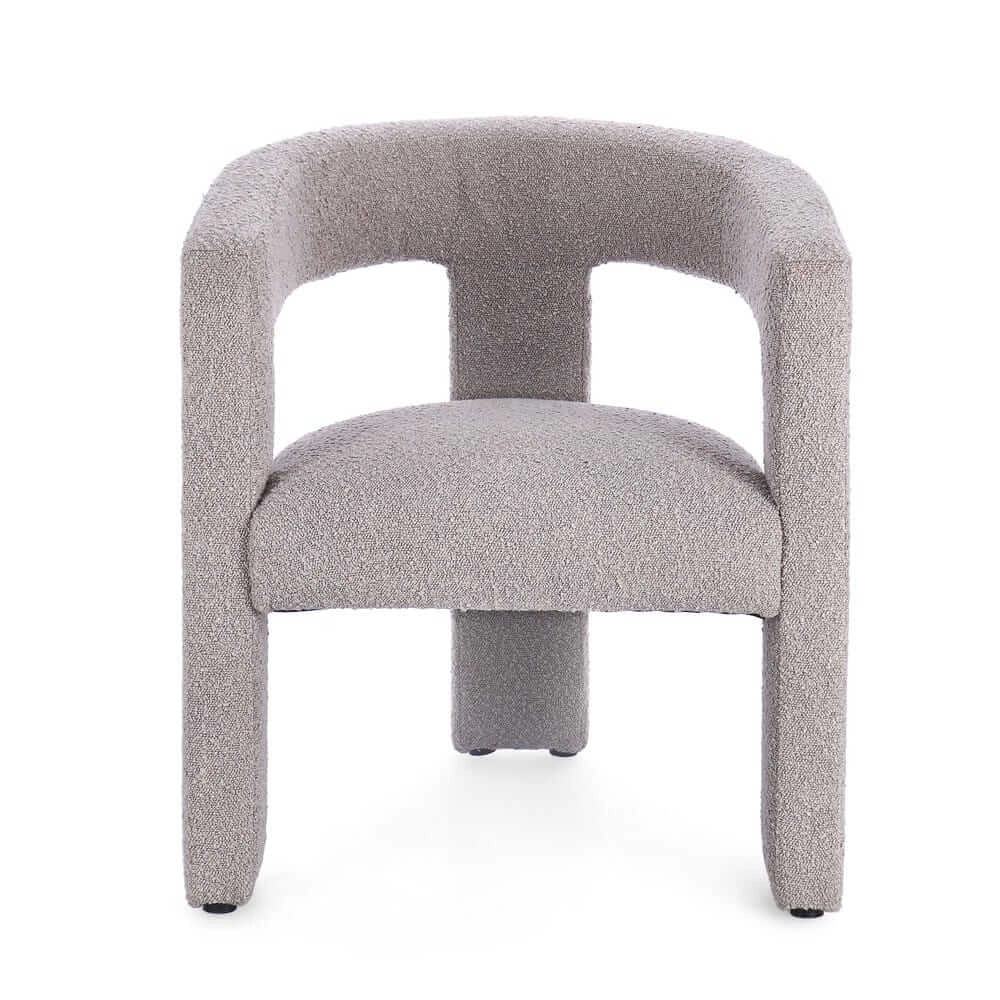 Sedia con Braccioli Imbottita in Tessuto Bouclé Avorio - ISABELLA