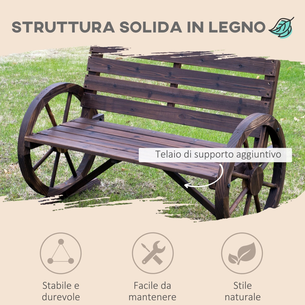 Panchina da Giardino 2 Posti con Braccioli ¨C Zephmum ¨C Legno di Abete Marrone 105.5x59x75 cm