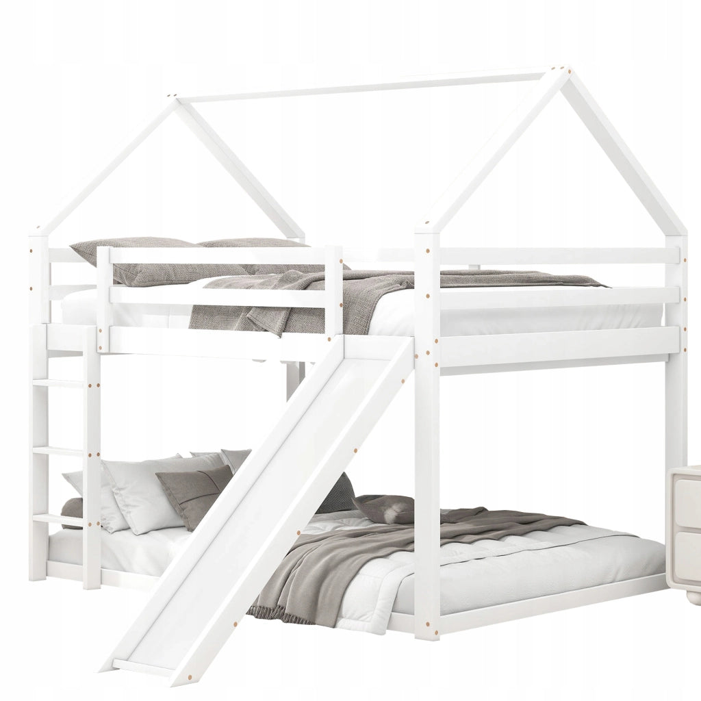 Letto a castello con scivolo per bambini - Xylo - 140x200 - Bianco