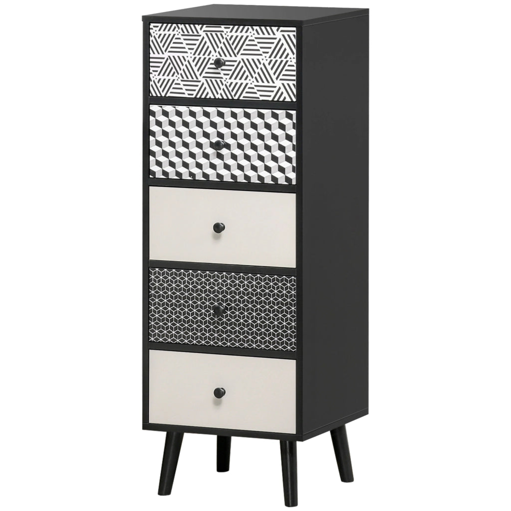 Cassettiera Moderna 5 Cassetti ¨C zephmum ¨C 40x40x111.5 cm Legno Bianco