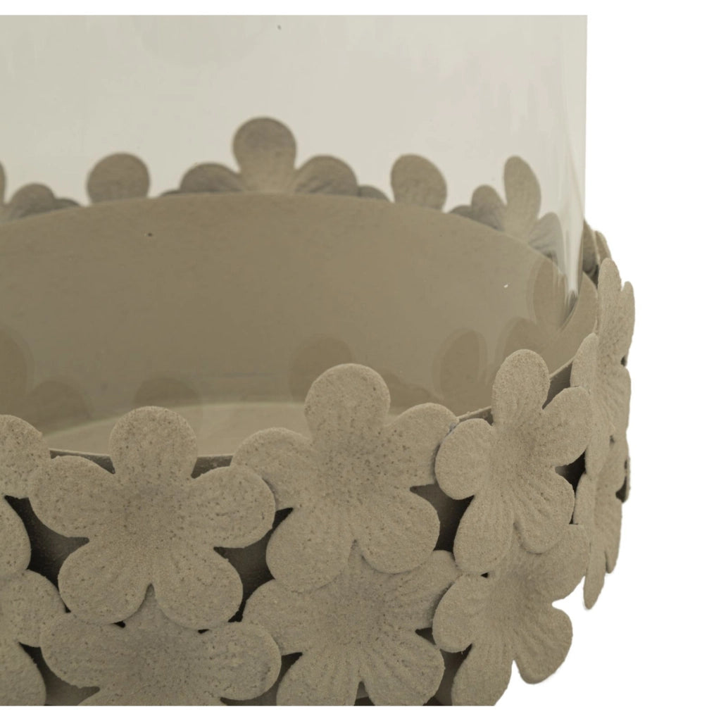 Portacandela VKH744, Beige, Metallo, 14x14x21 cm