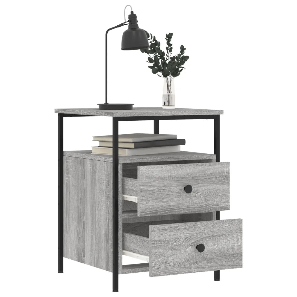 Set di 2 Comodini | Armadio da Notte | Mobiletto da notte Grigio Sonoma 44x45x60 cm in Legno Multistrato