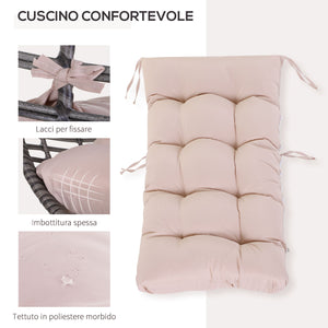 Poltrona da Giardino in Vimini 101x89x156 cm con Cuscino  Beige