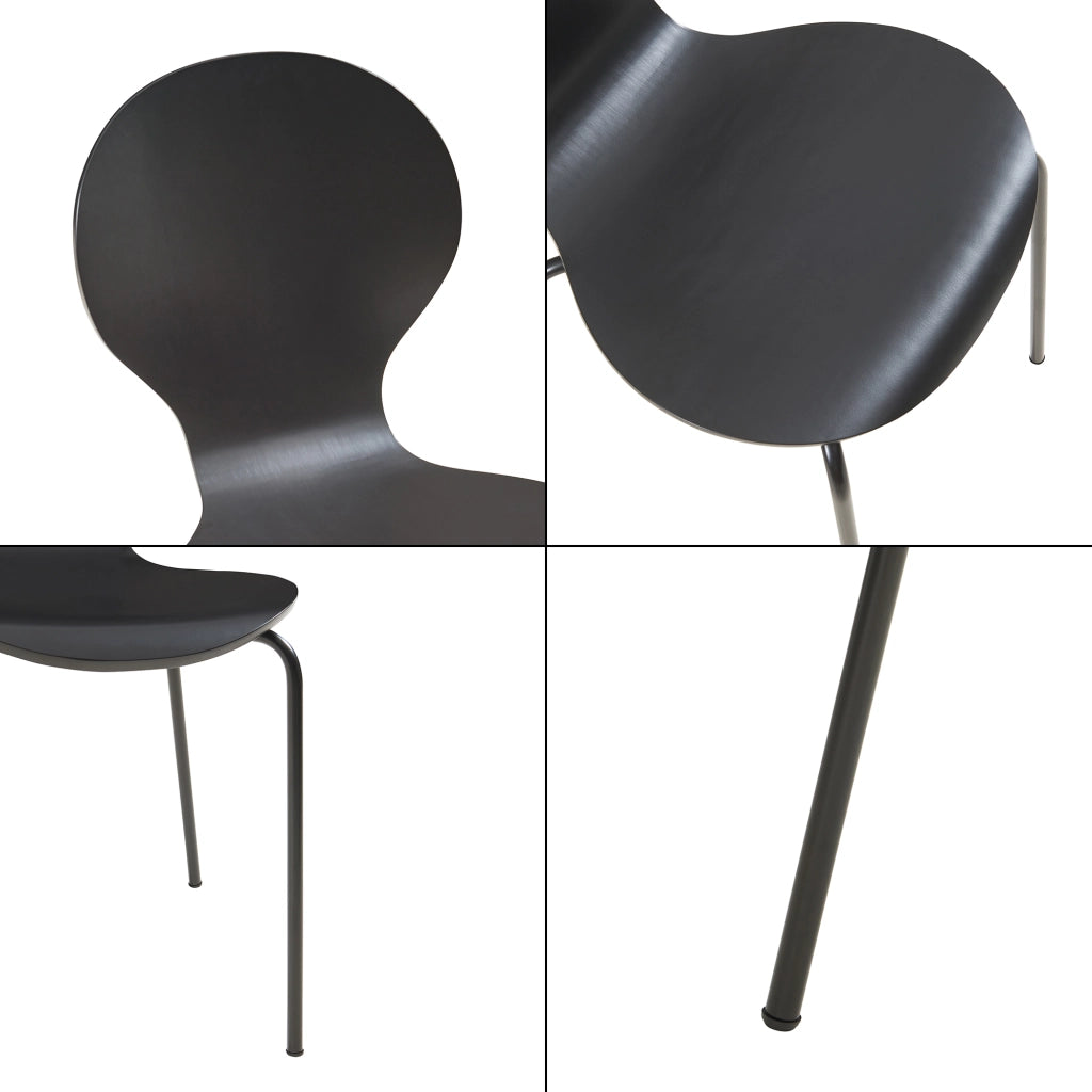 Set di 4 Sedie da Sala ETNE Impilabili - Nero [en.casa]