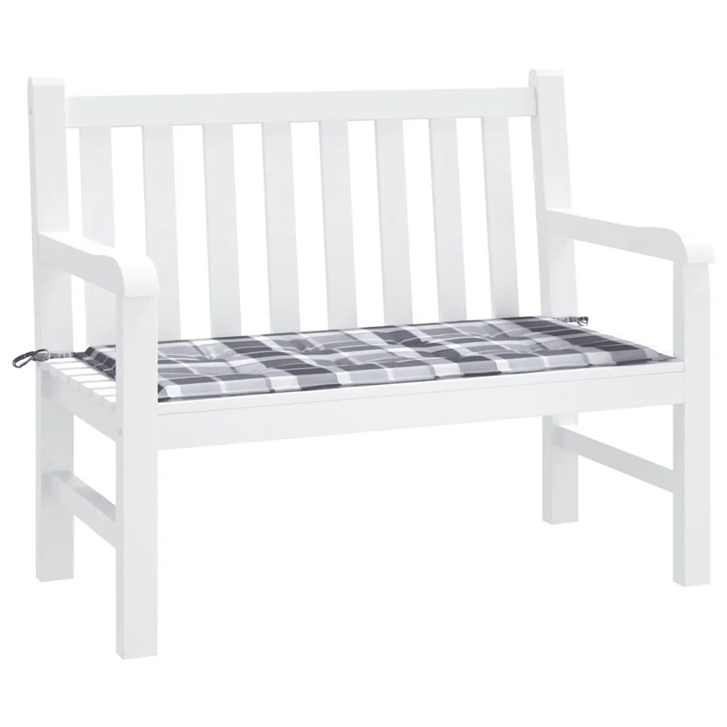 Cuscino per Panca a Quadri Grigi 120x50x4 cm Tessuto Oxford