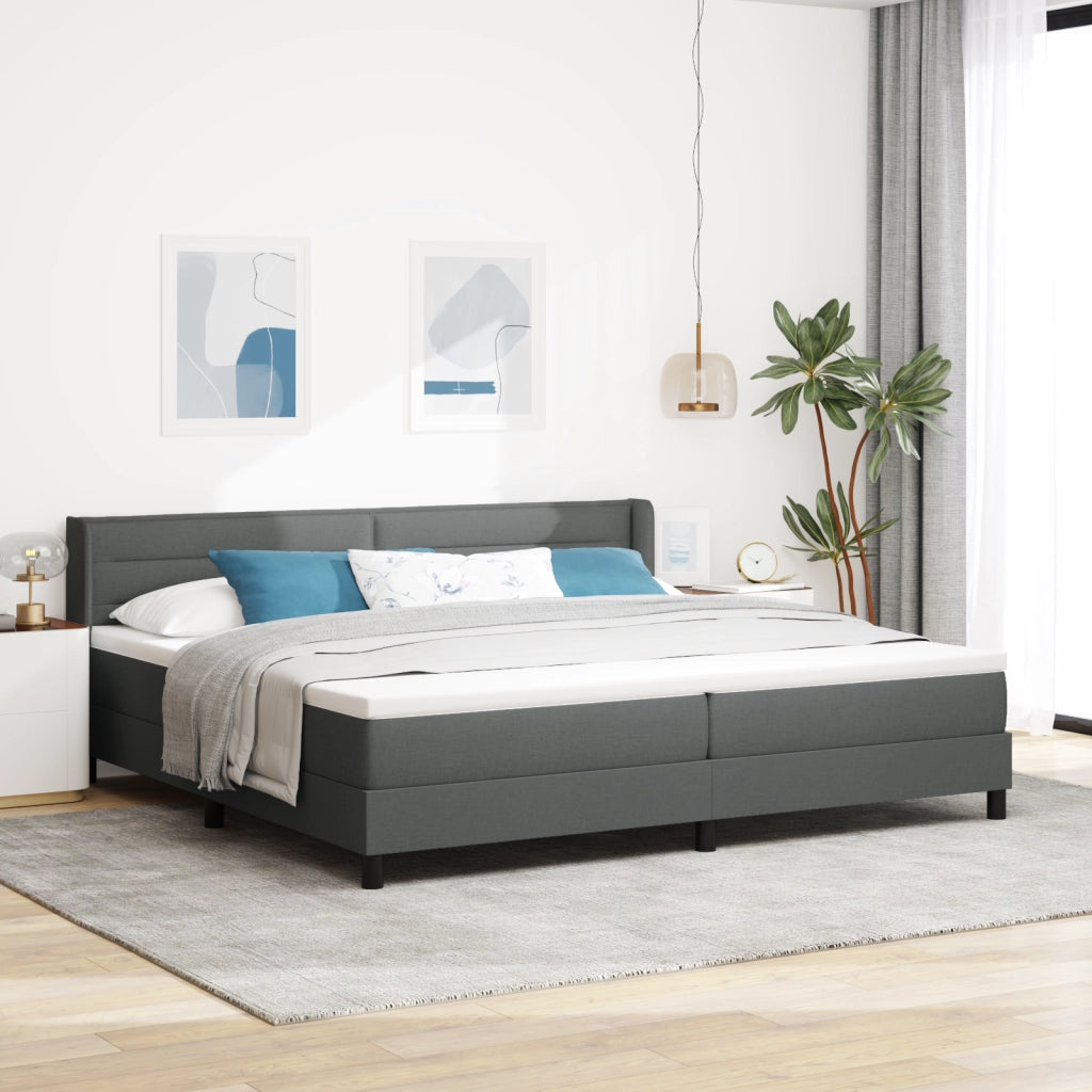 Letto a baldacchino con materasso grigio scuro 200x200 cm tessuto