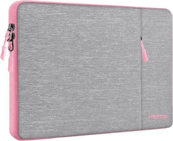 Borsa di protezione per laptop 15,6 pollici, compatibile con la maggior parte dei laptop 15,6" di Surface Book, Acer, Dell, HP, Lenovo, Samsung, Asus, con cinturino grigio e rosa