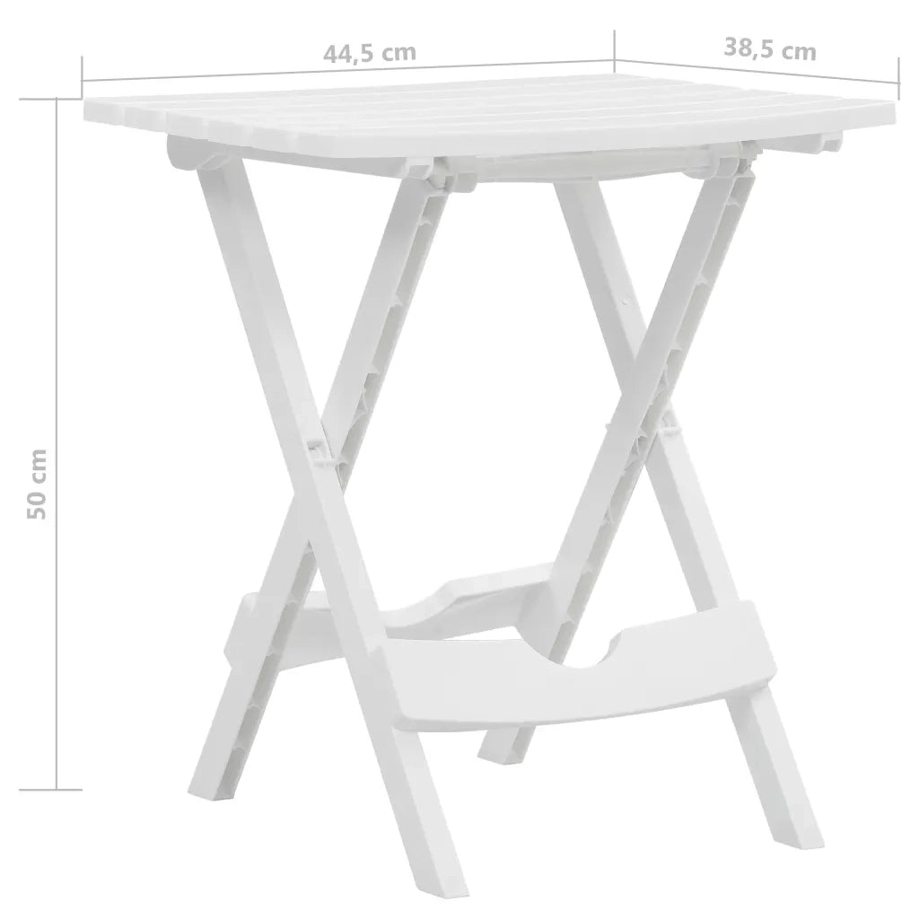 Tavolo da Giardino | Tavolino da esterno Pieghevole 45,5x38,5x50cm Bianco