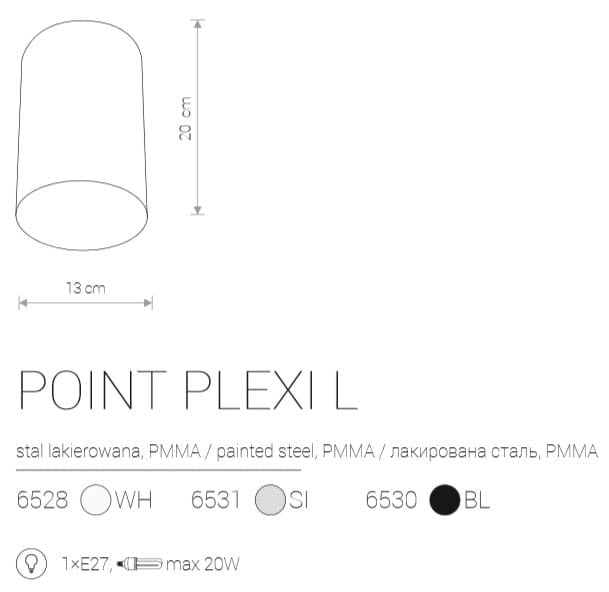 Nowodvorski Point Plexi spot soffitto nero E27 6530