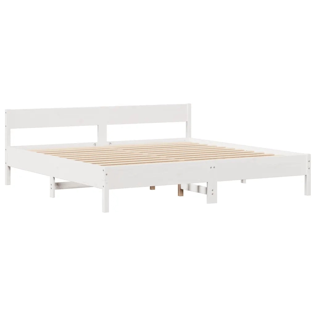 Letto Libreria senza Materasso Bianco 200x200 cm Legno di Pino