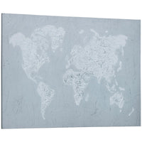 Stampa su Tela Mondo 120x90 cm in Legno di Pino Grigio e Bianco