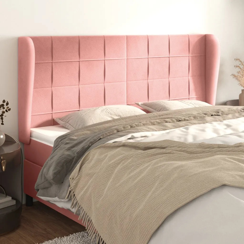 Testiera ad Orecchio Rosa 203x23x118/128 cm in Velluto 3118027