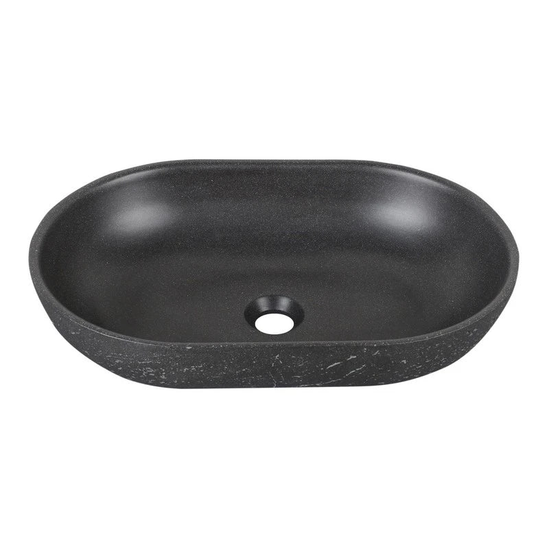Lavabo da appoggio sabbia ovale nero 530x350x130 mm senza piletta - Sandstone