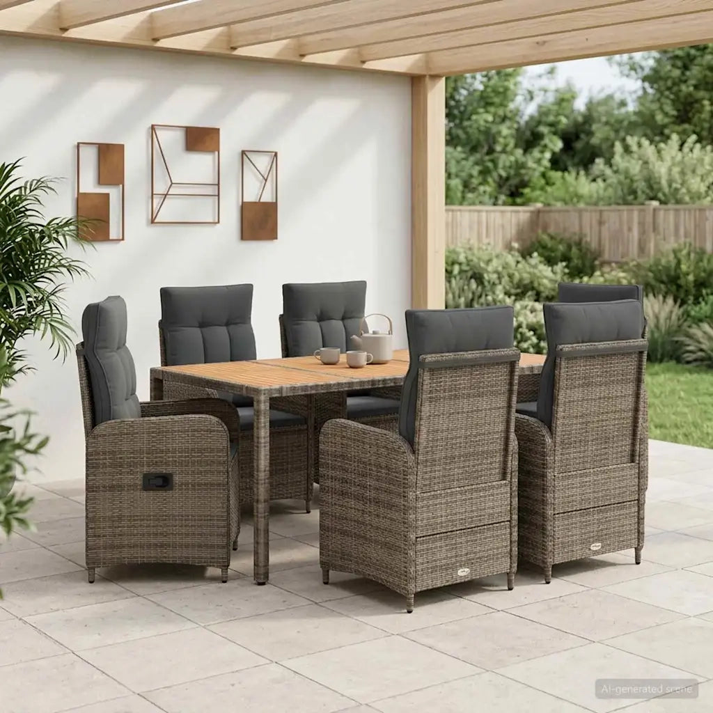 Set da pranzo per esterni 7 pz Grigio chiaro e grigio scuro 3422288