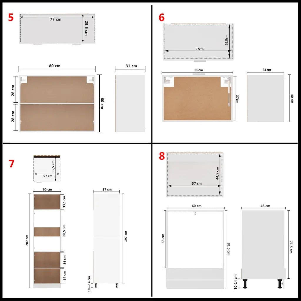 Set Armadi da Cucina 14 pz Lyon Bianco in Truciolato 3067666