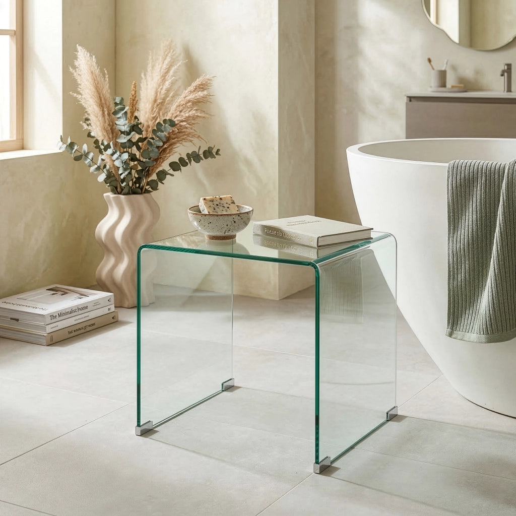 Tavolino da Salotto Varlofrek in Vetro 50 x 50 x 50 cm - Trasparente [en.casa]