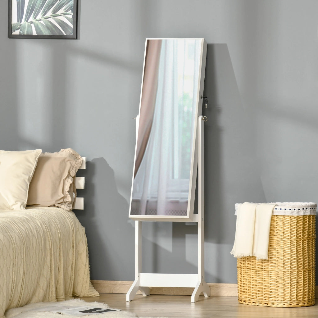Specchio con cassetti e ganci ¨C zephmum ¨C bianco 46x36,5x151,5 cm
