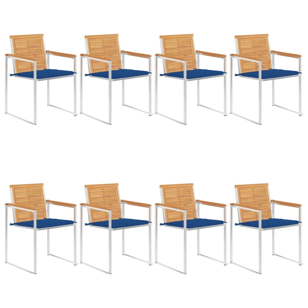 Sedie da Giardino con Cuscini 8 pz in Legno Massello di Teak cod mxl 8682