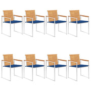 Sedie da Giardino con Cuscini 8 pz in Legno Massello di Teak cod mxl 8682