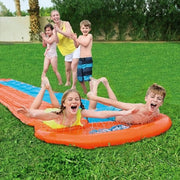 Slip e Scivolo Acquatico per Giardino Inflatabile 488 x 138 cm con Spreatori Integrati Neri