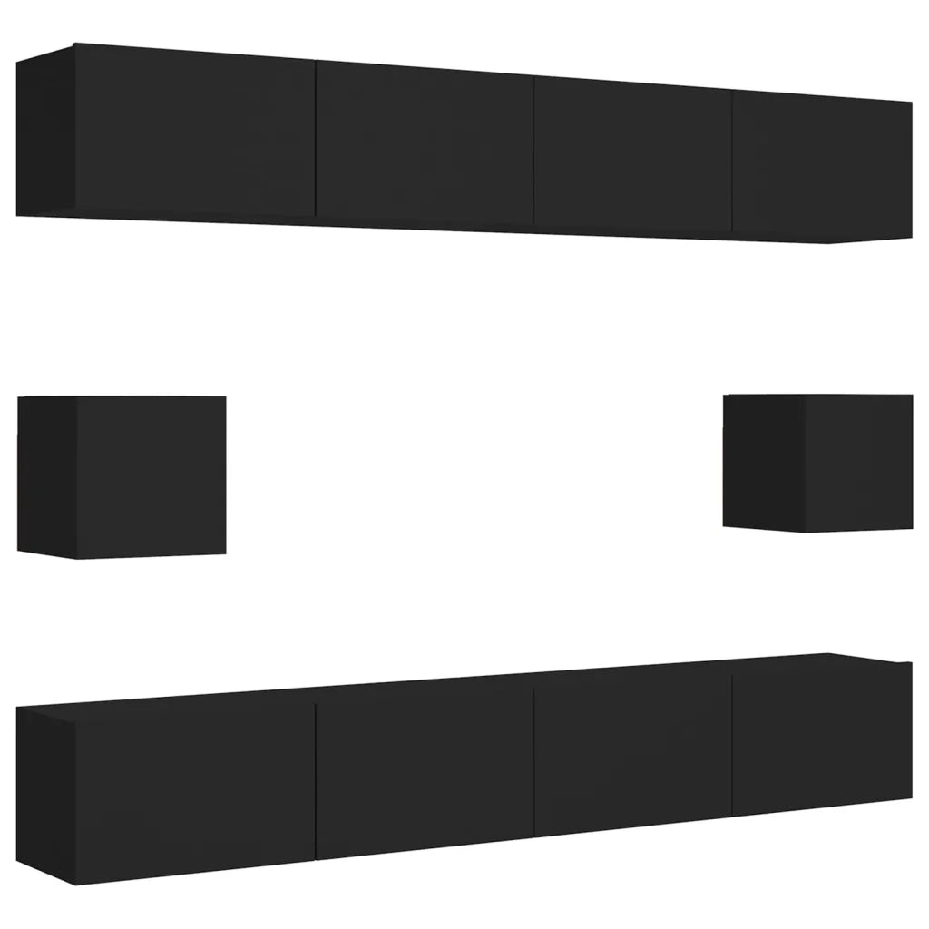 Set di Mobili Porta TV 6 pz Nero in Legno Multistrato 3078789