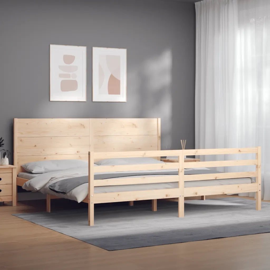 Giroletto con Testiera-Struttura Letto con testiera 200x200 cm in Legno Massello 178765