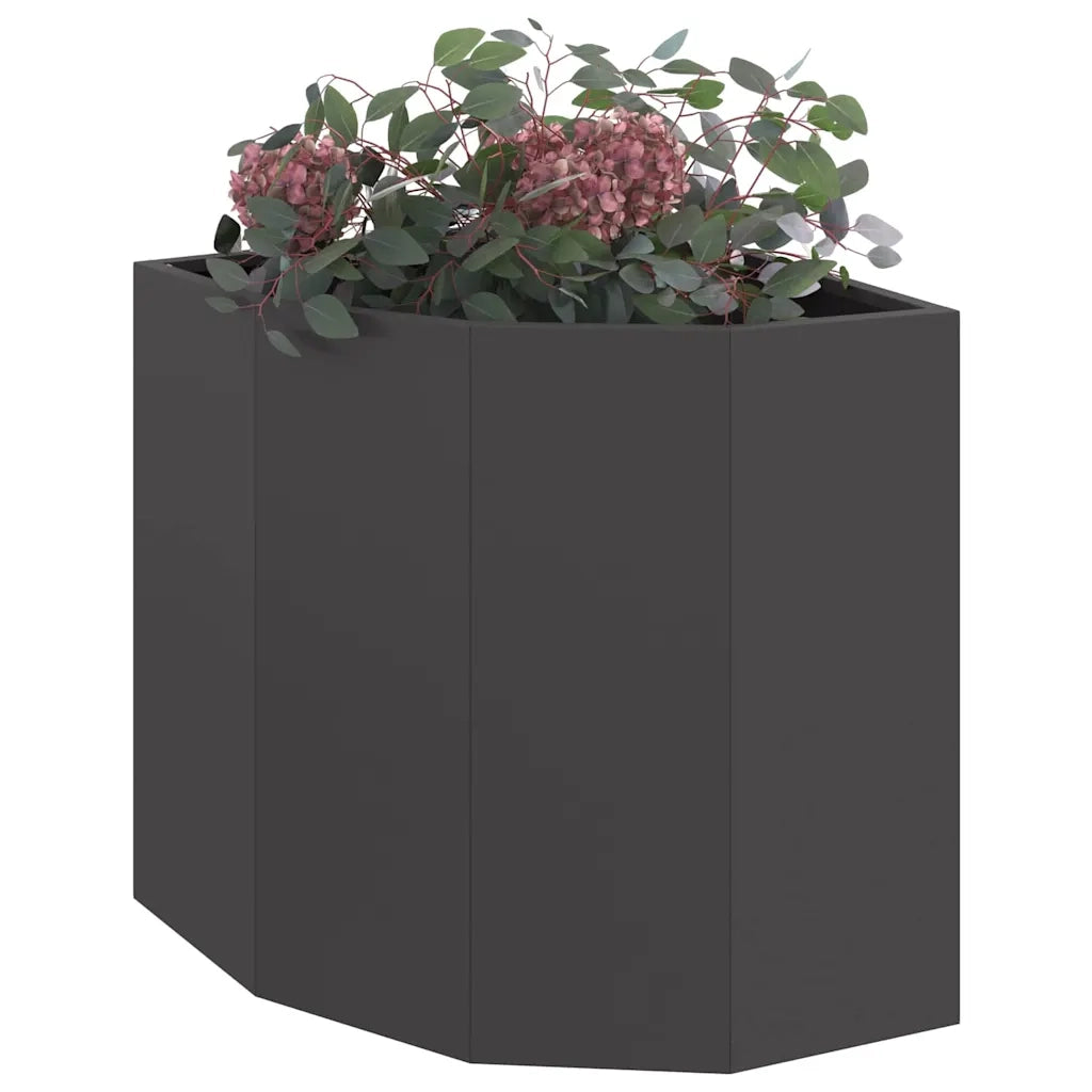 Fioriere | Cassetta per fiori | Vaso d'angolo Nero 45 x 45 x 50 cm Acciaio