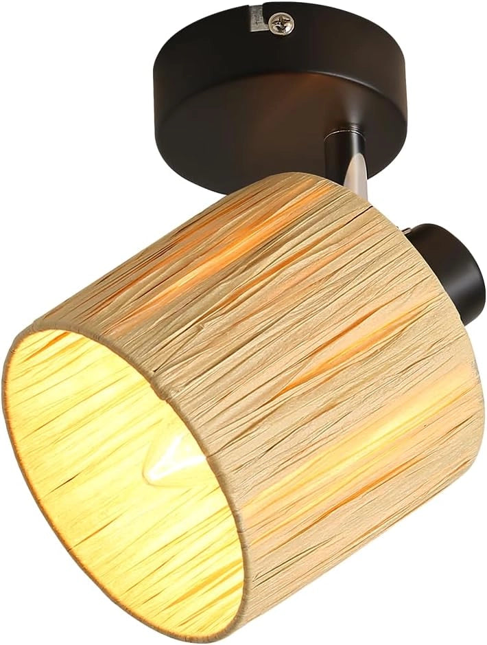 ZMH Faretto da soffitto 1 fiamma nero E14 carta naturale per camera letto