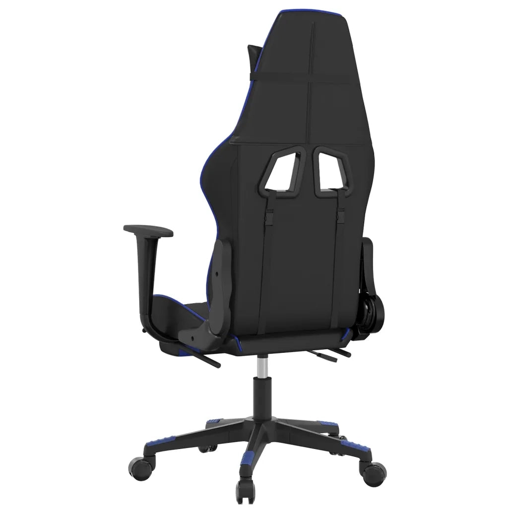 Sedia da Gaming | Sedia da e-sports con Poggiapiedi Nero e Blu in Similpelle