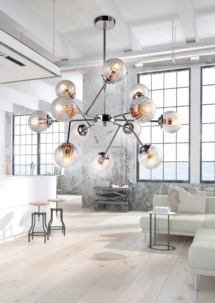 Lampadario Candellux Best 30-64806 12xE14 cromo vetro