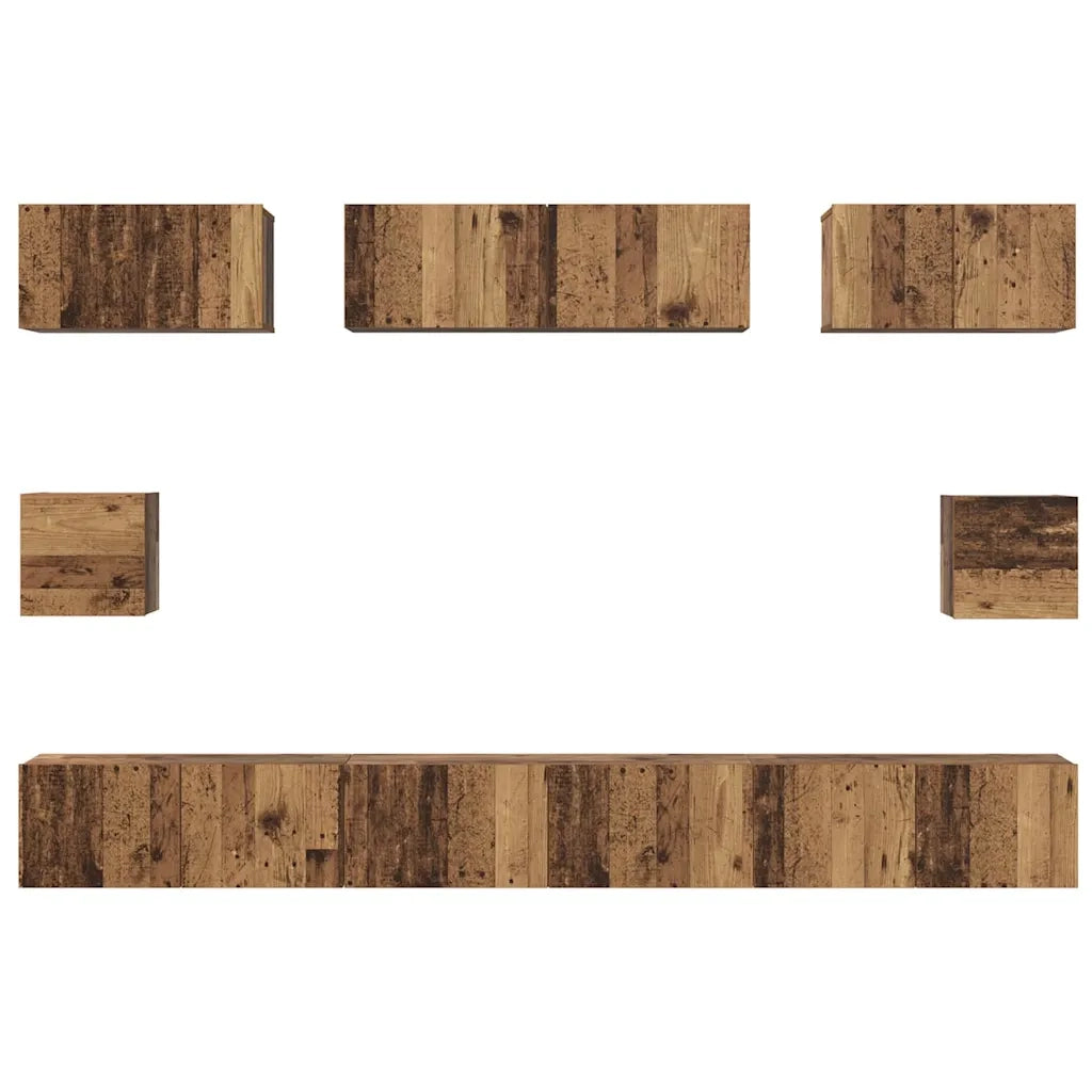 vidaXL Set di mobili TV 8 pcs Legno vecchio Legno multistrato