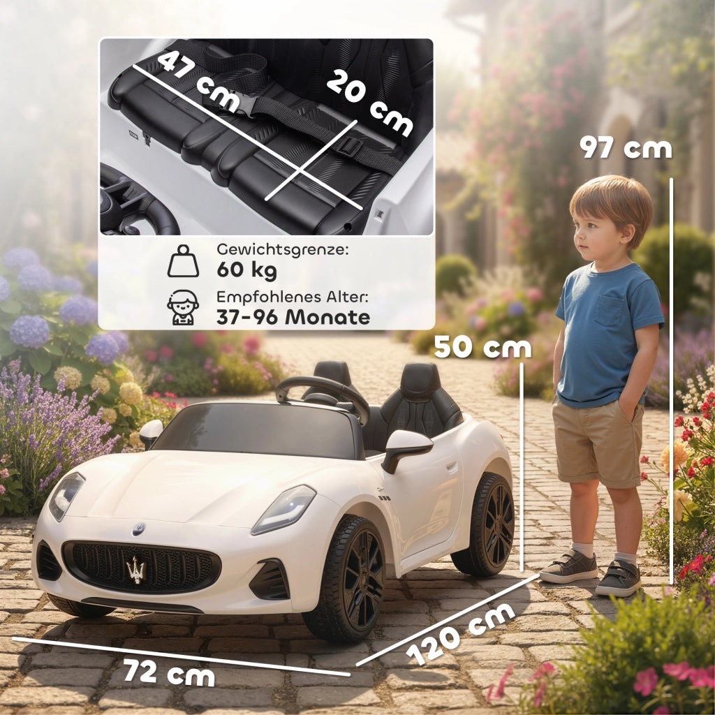 Auto elettrica Maserati per bambini 2 posti ¨C Xylo ¨C 12V con telecomando LED e musica bianco
