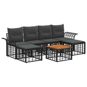 Set di divani da esterno 7 pcs Nero e Grigio scuro Poliestere 3437743