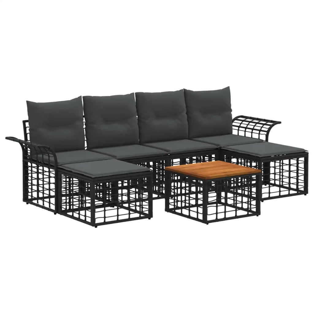 Set di divani da esterno 7 pcs Nero e Grigio scuro Poliestere 3437743