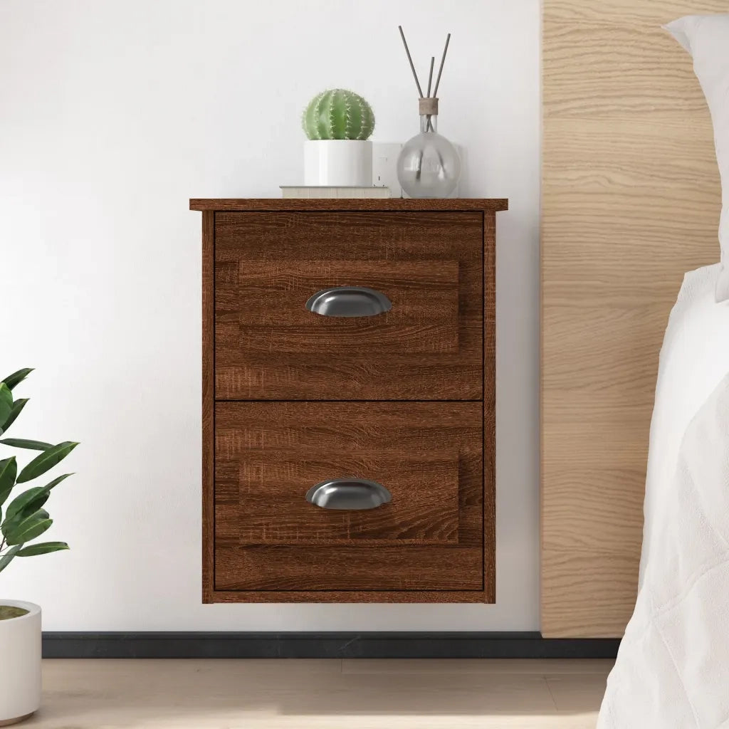 Comodini a Parete 2 pz-Set di 2 Tavolino da notte Rovere Marrone 41,5x36x53 cm