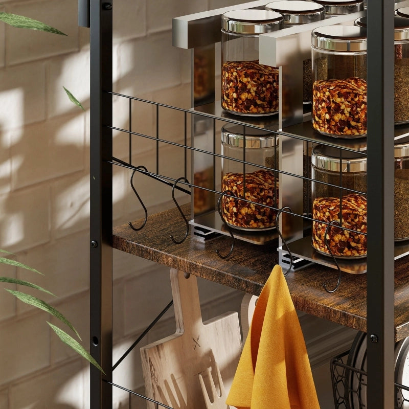 SCAFFALE DA CUCINA CON 2 PRESE 90x42x130 cm Marrone rustico e acciaio